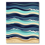 Abstract Nautical Blue Wave Shoreline Rug