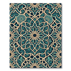 Teal Gold Intricate Mandala Rug