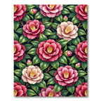 Vibrant Pink Camellia Floral Botanical Rug