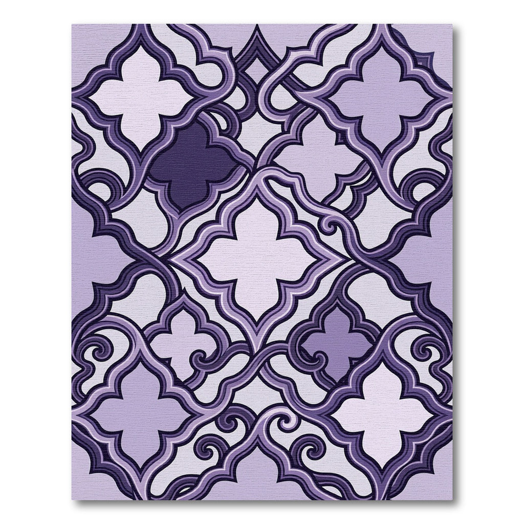Elegant Purple Ornate Quatrefoil Damask Rug