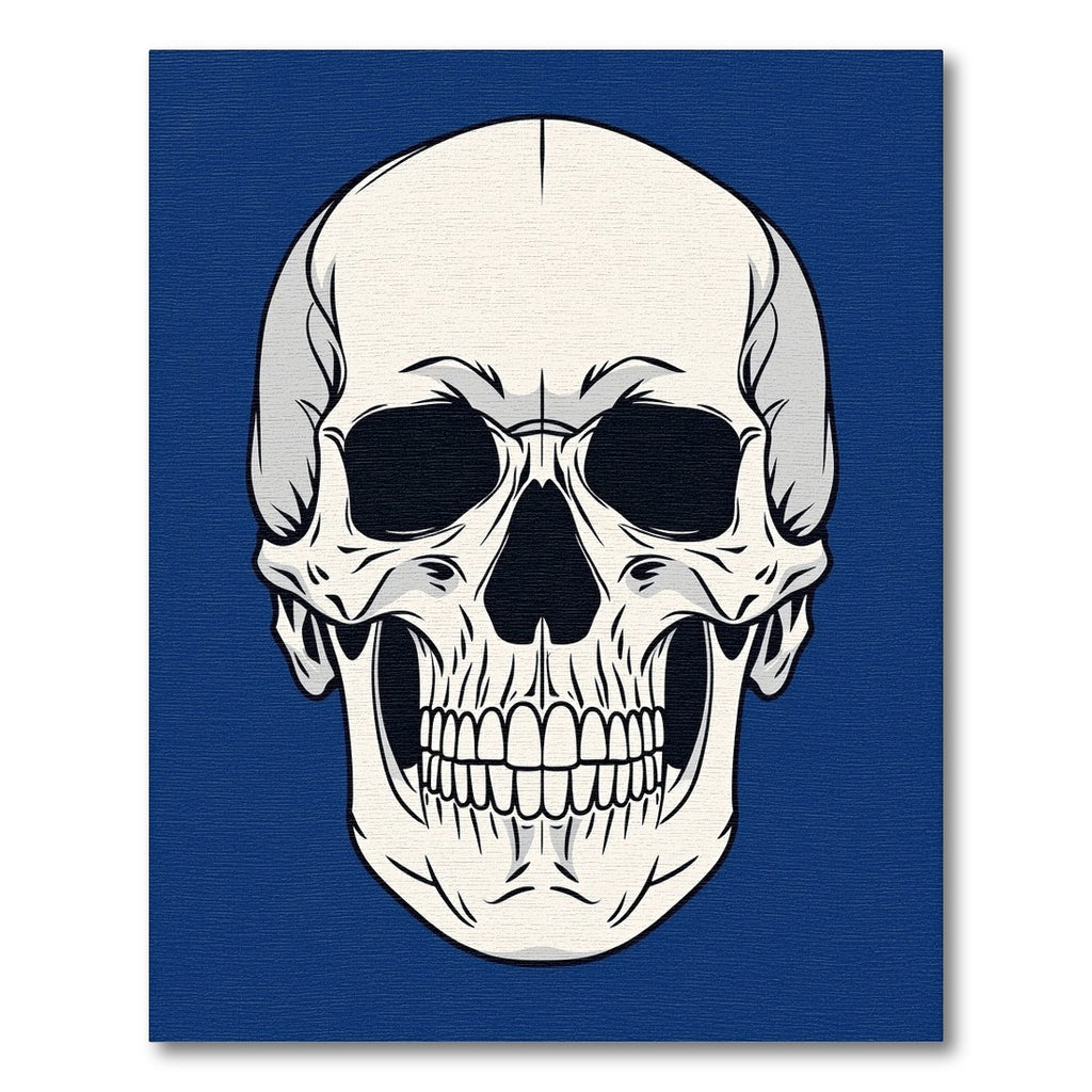 Bold White Skull Deep Blue Accent Rug