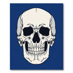Bold White Skull Deep Blue Accent Rug