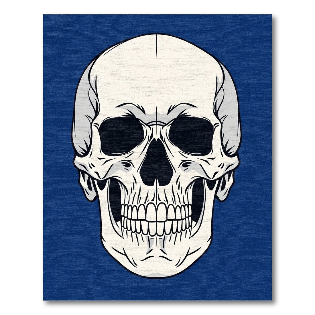 Bold White Skull Deep Blue Accent Rug