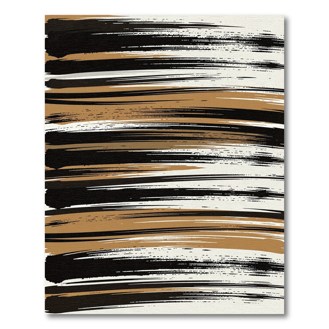 Modern Black and Gold Horizontal Brushstroke Rug
