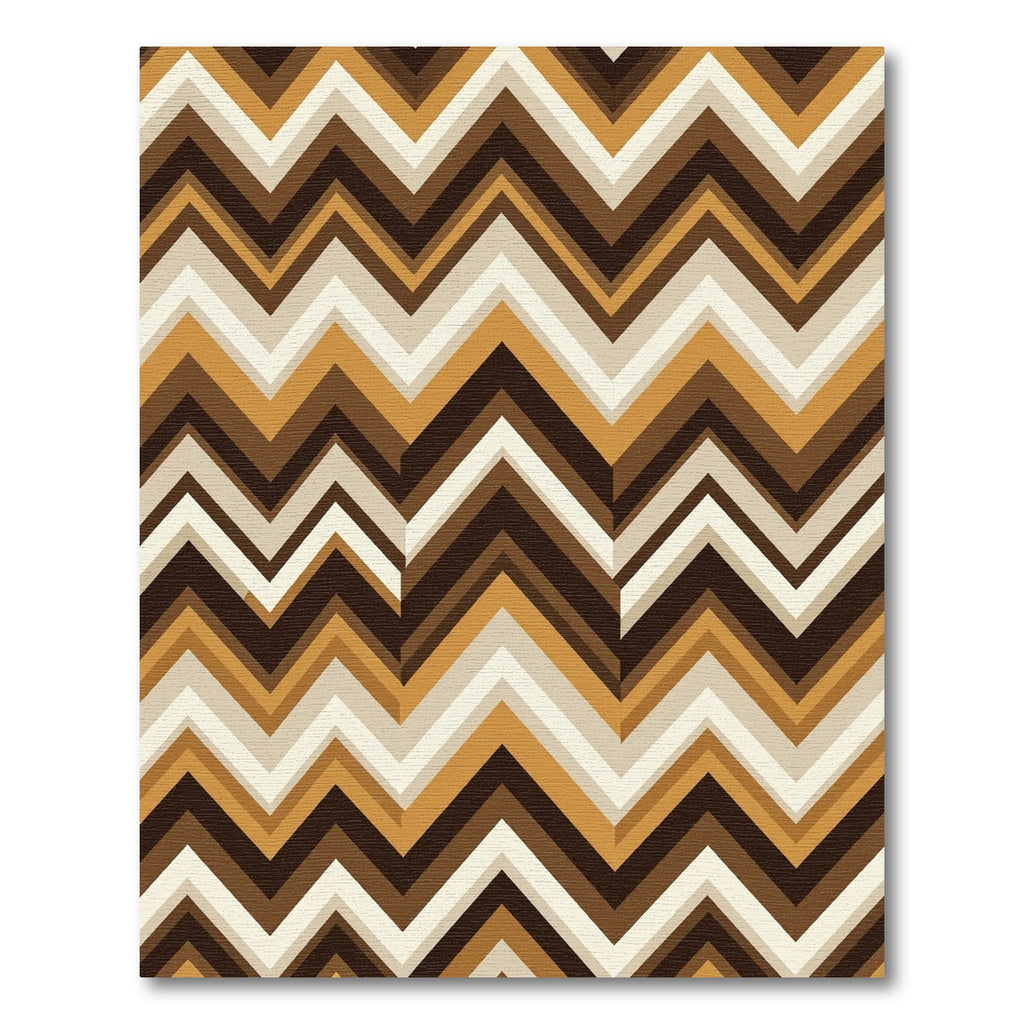 Mid-Century Brown Ochre Zigzag Chevron Rug