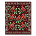 Festive Red Cardinal Holly Branch Rug