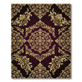 Elegant Gold Ornate Damask Burgundy Rug