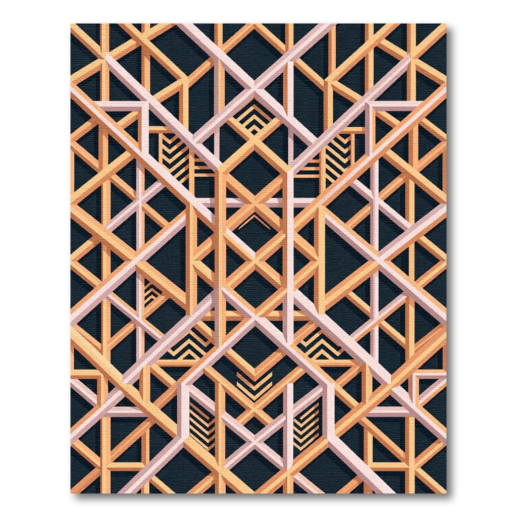 Art Deco Geometric Gold Charcoal Lattice Rug