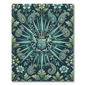 Royal Teal Crest Paisley Floral Rug