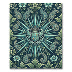 Royal Teal Crest Paisley Floral Rug