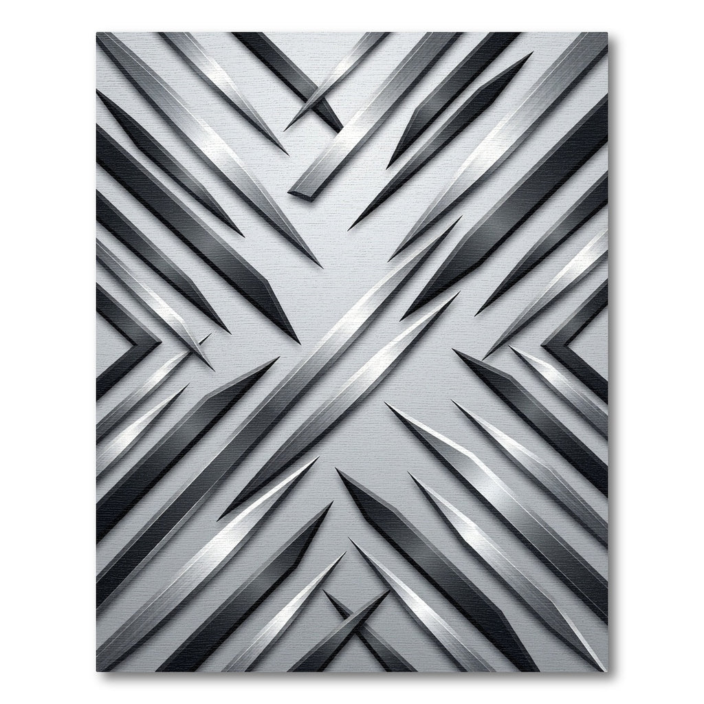 Monochrome Geometric Metallic Slant Abstract Rug
