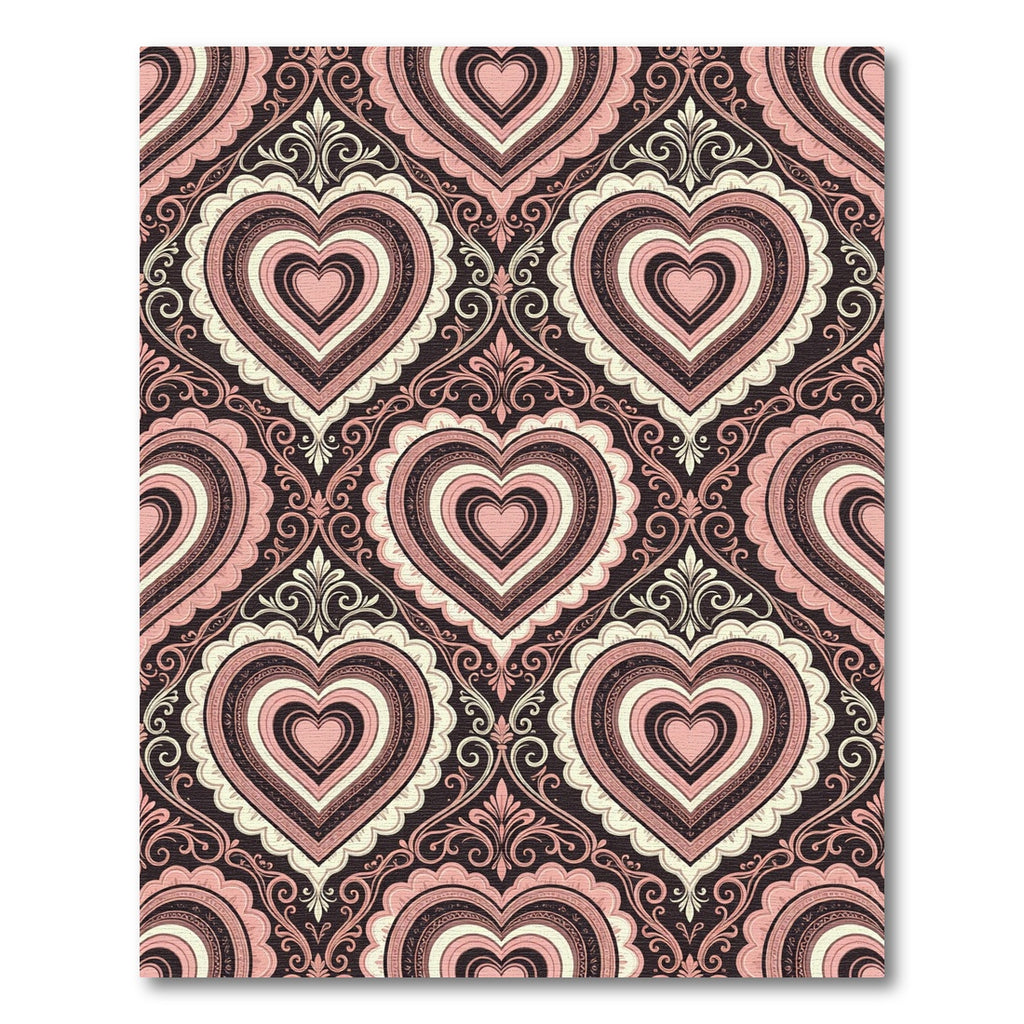 Pink Heart Baroque Ornamental Rug