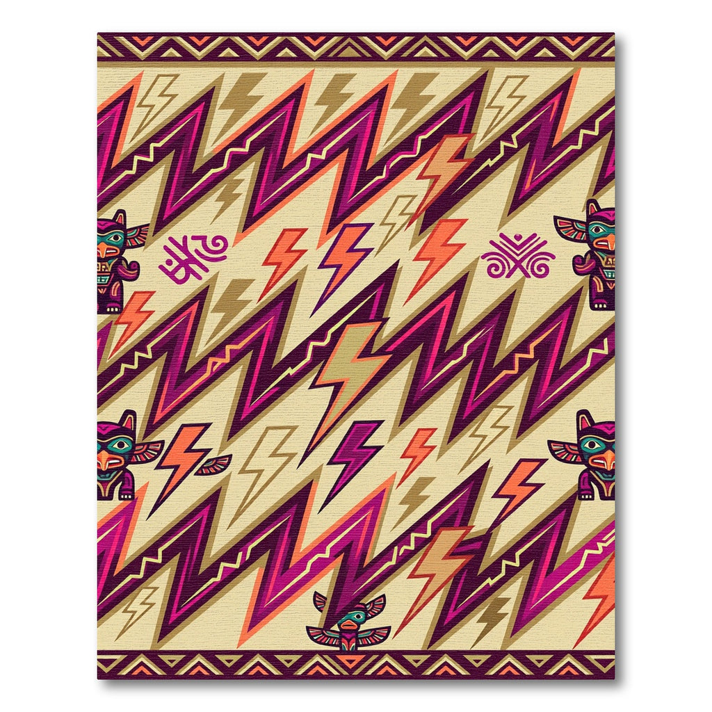 Bold Tribal Totem Lightning Bolts Rug