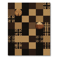 Earthy Brown Geometric Nut Checkered Rug
