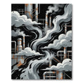 Industrial Gray Smoking Factory Skyline Rug