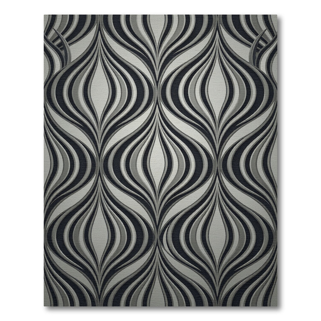Monochromatic Gray Wavy Abstract Curvilinear Rug