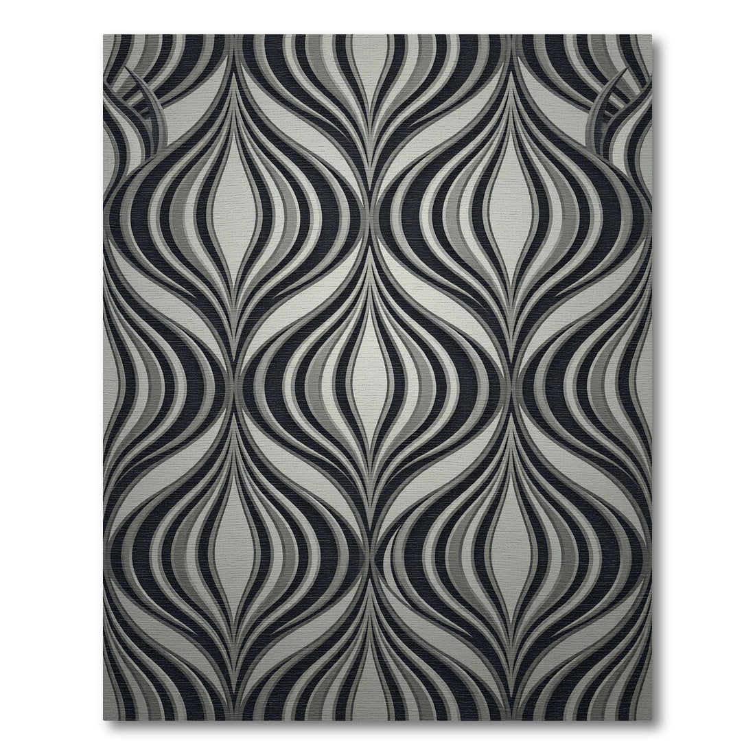 Monochromatic Gray Wavy Abstract Curvilinear Rug