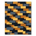Modern Geometric Ochre and Charcoal Block Rug