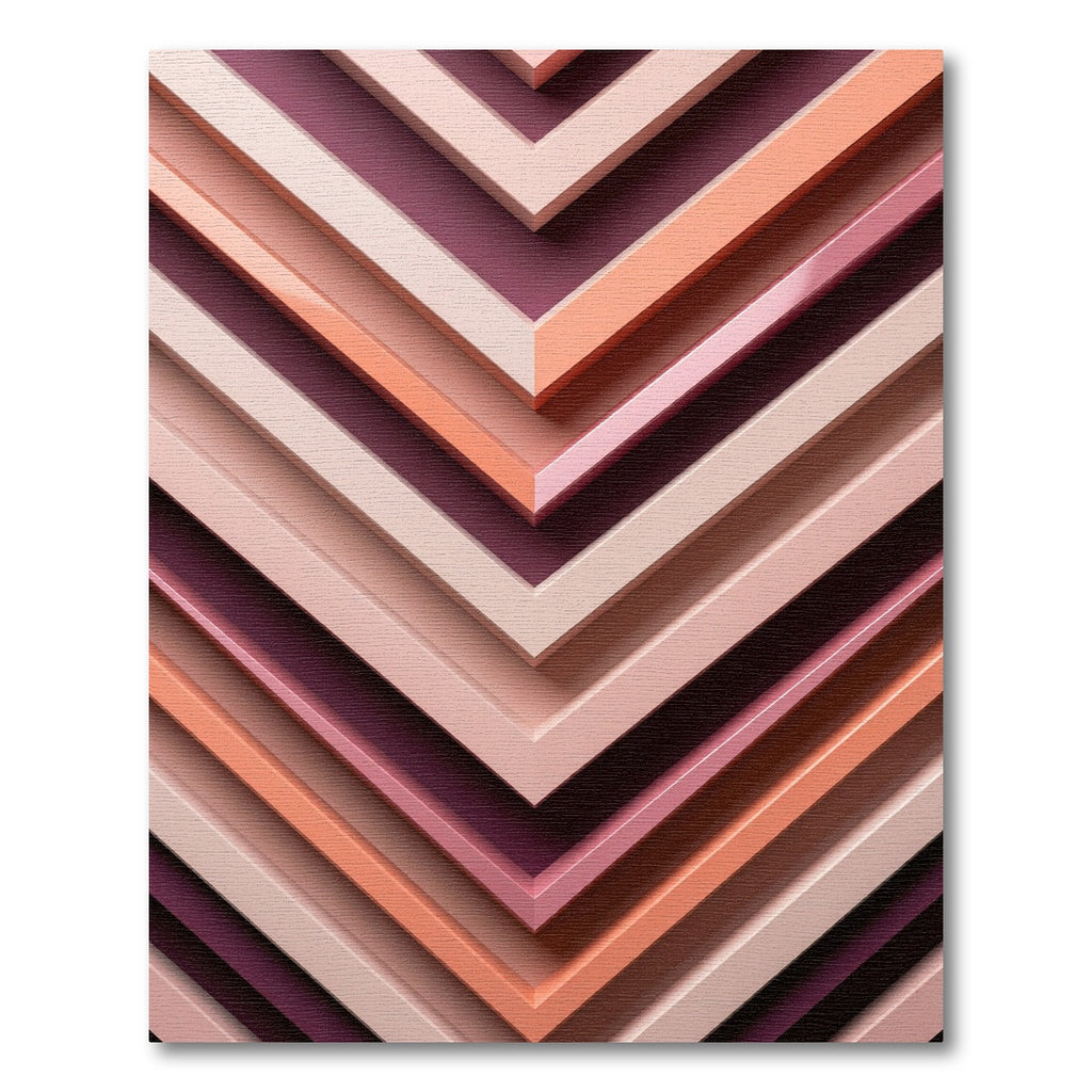 Coral Pink Geometric Chevron Layers Rug