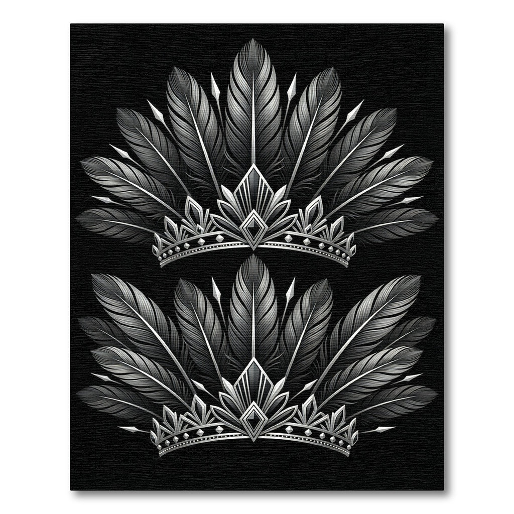 Monochromatic Silver Feather Royal Crown Rug