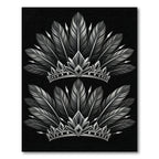 Monochromatic Silver Feather Royal Crown Rug