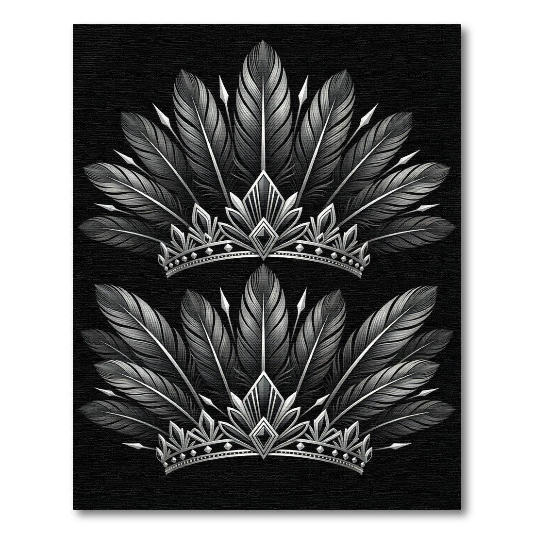 Monochromatic Silver Feather Royal Crown Rug