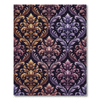 Ornate Gold Purple Floral Damask Rug