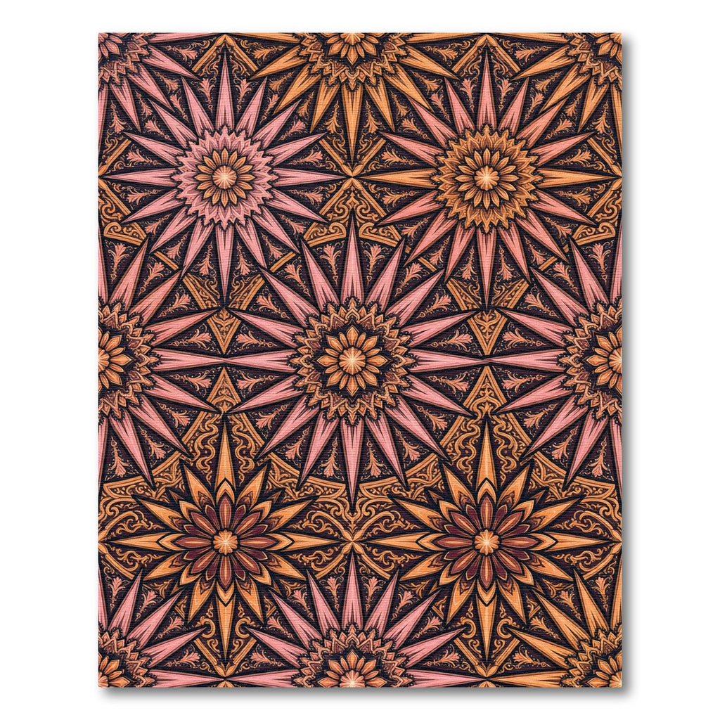 Pink Orange Sunburst Medallion Rug