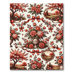 Romantic Crimson Rose Landscape Garden Rug