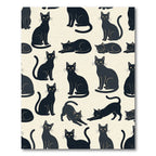 Whimsical Scattered Black Cat Illustration Rug