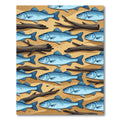 Blue Swimming Fish and Driftwood Sand Rug