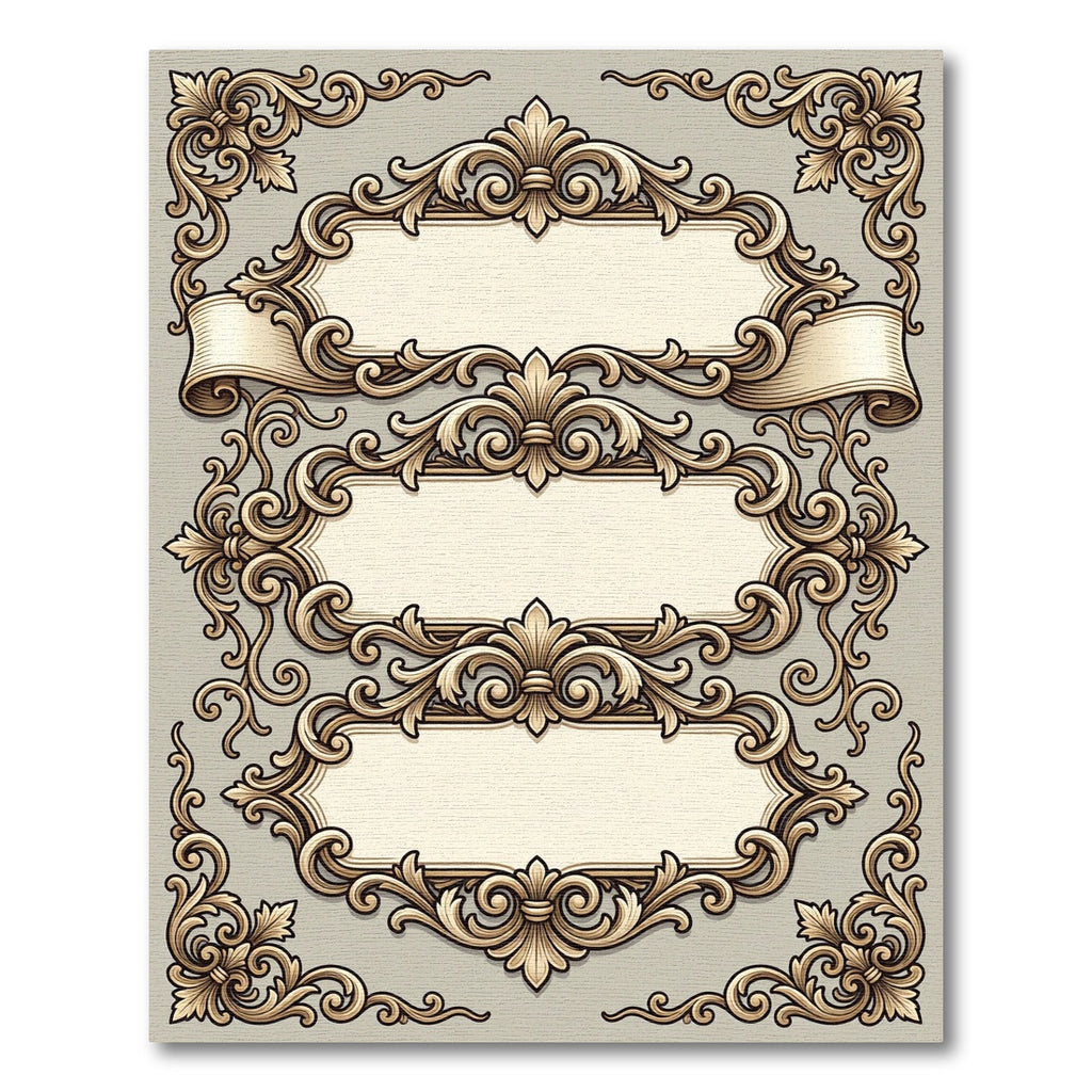 Vintage Beige Acanthus Scrollwork Frame Rug