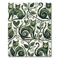 Whimsical Green Feline Foliage Rug