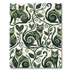 Whimsical Green Feline Foliage Rug