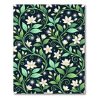 Delicate White Floral Vine Swirls Rug