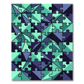 Geometric Teal and Navy Jigsaw Tile Rug