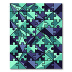 Geometric Teal and Navy Jigsaw Tile Rug