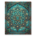 Teal Azure Geometric Star Medallion Rug