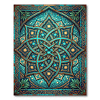 Teal Azure Geometric Star Medallion Rug