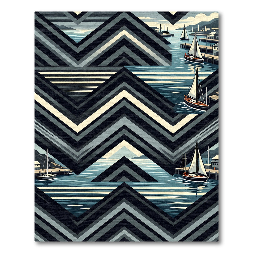 Nautical Chevron Abstract Sea and Sail Rug