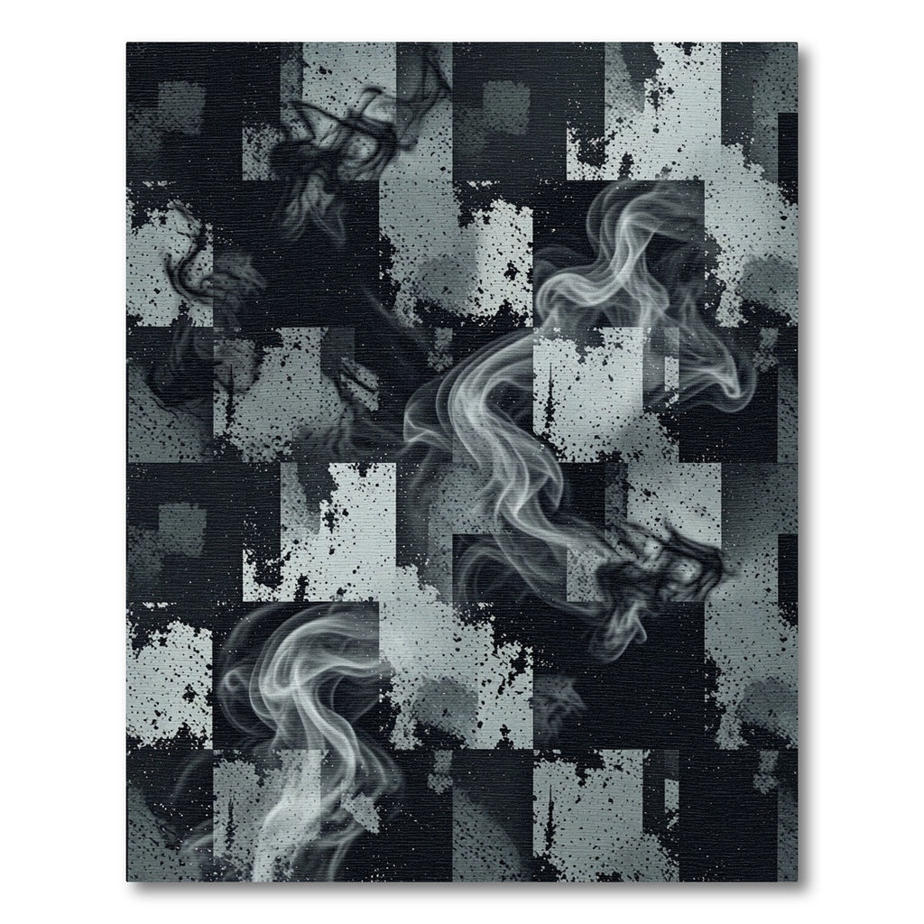 Smoky Monochrome Abstract Checked Tile Rug