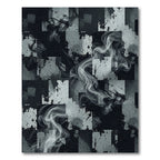 Smoky Monochrome Abstract Checked Tile Rug