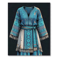 Blue Geometric Tribal Tassel Tunic Rug