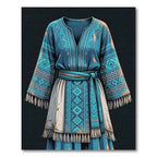 Blue Geometric Tribal Tassel Tunic Rug