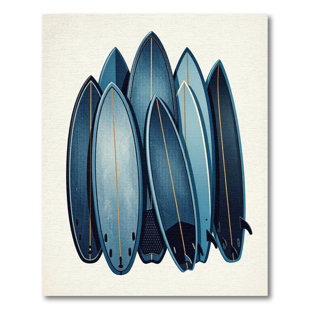 Stacked Indigo Surfboard Geometric Art Rug
