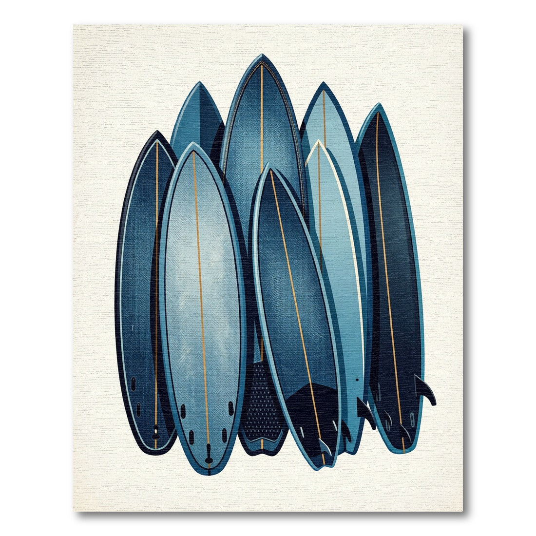 Stacked Indigo Surfboard Geometric Art Rug