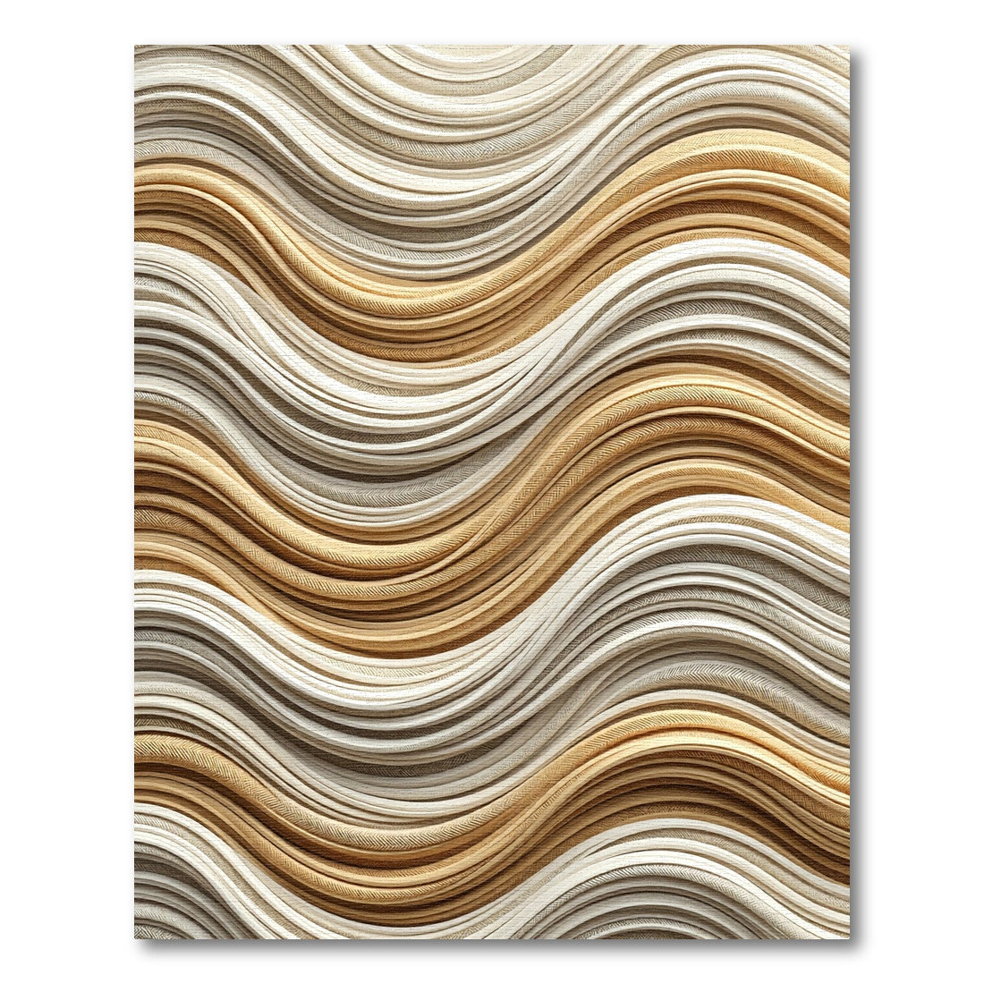 Textured Gold Cream Wave Rug