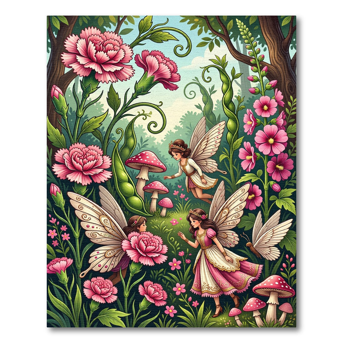 Whimsical Pink Fairy Garden Meadow Rug