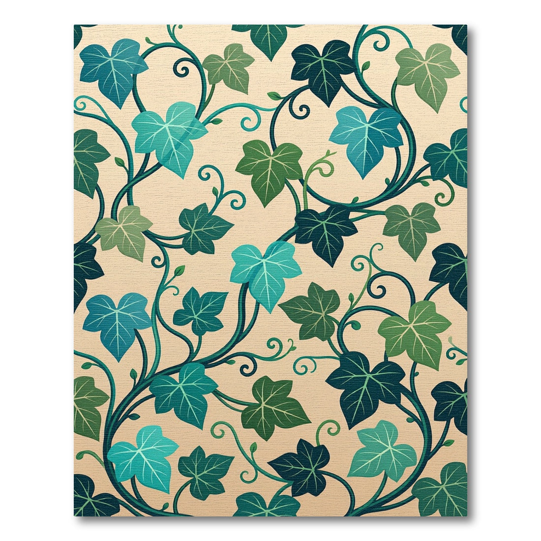 Elegant Emerald Ivy Botanical Swirl Rug