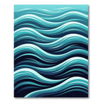 Deep Blue Teal Ocean Waves Rug